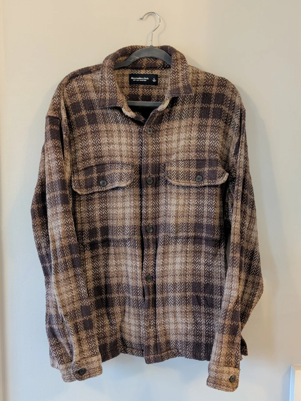 Abercrombie & Fitch Brown Plaid Lightweight Shacket